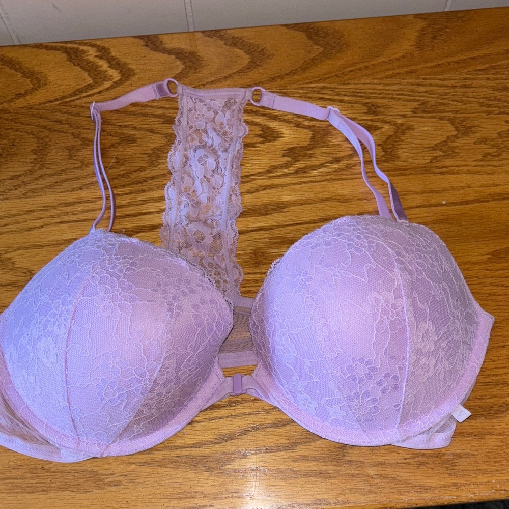 Lace Back Lavender Bra (Front Clasp)